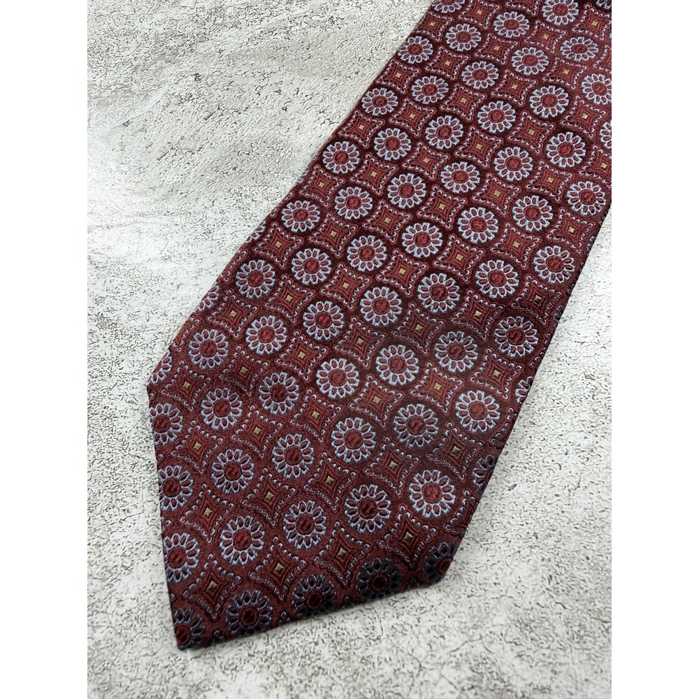 Express 100% Italian Silk Tie Mens One Size Red Geometric Pointed Necktie